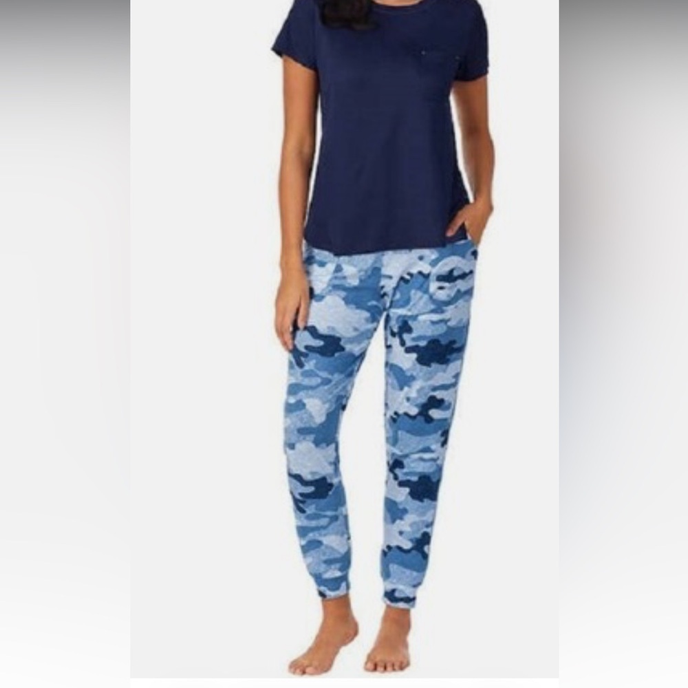Jane and Bleecker Blue Camouflage Cozy Jogger Pajama Pants Size M